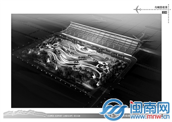 廈門空港園林廣場“海西之窗”鳥瞰圖-夜景