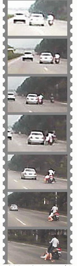 張先生的行車記錄儀拍下的事發(fā)過(guò)程。視頻截圖