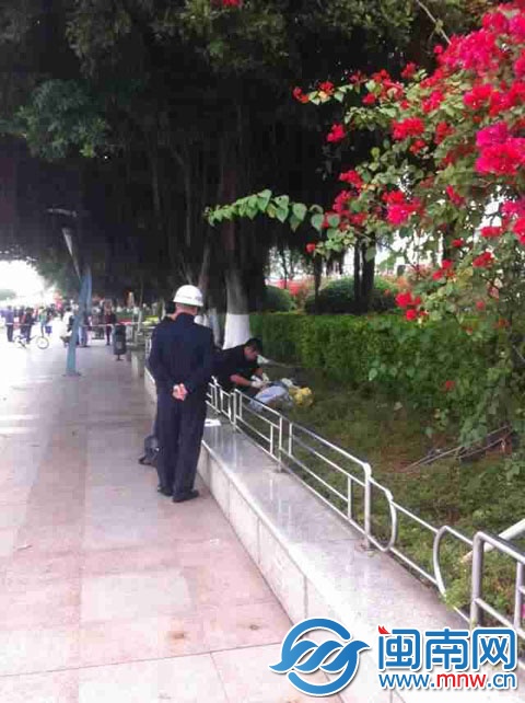 男子吊在榕樹上，法醫(yī)在現(xiàn)場勘查