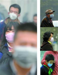 口罩模式開啟霧霾持續(xù)，大部分市民佩戴口罩出門