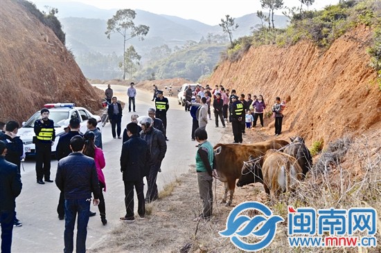 在兩村交界處，民警宣讀鑒定結(jié)果，村民圍觀