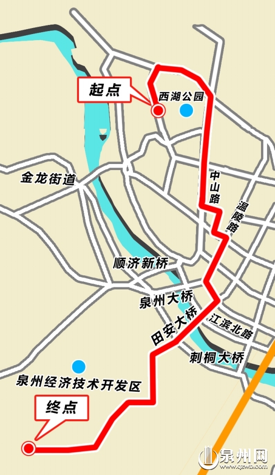 泉州“定制公交1線”線路圖